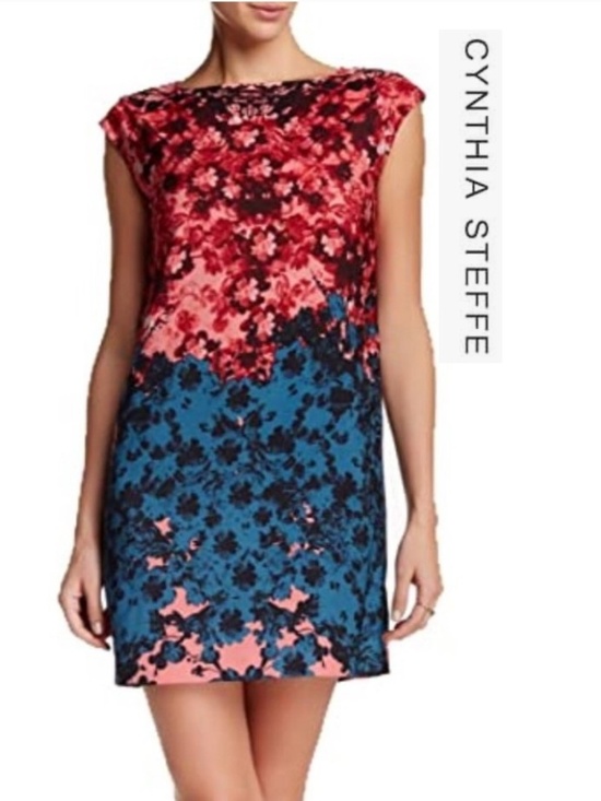 Cynthia Steffe Dresses & Skirts - Cynthia Steffi pink/blue floral shift dress, 8 CB2766